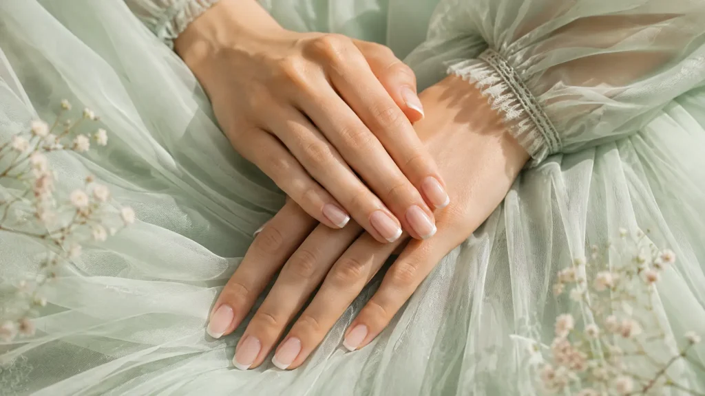 O que passar na unha com vestido verde água ou menta?